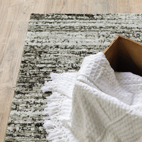 2' X 8' Gold And Slate Abstract Runner Rug